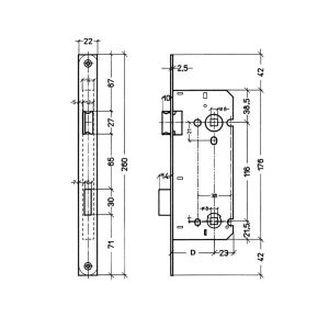 Litto Toiletslot A1553-27/55 as 116mm afgerond INOX L/R