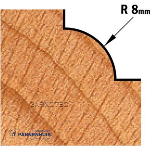 CMT Holle radiusfrees, HW D=28,6 x 12.7mm R=8 L=44,5 S=8 Z2 - Afbeelding 3