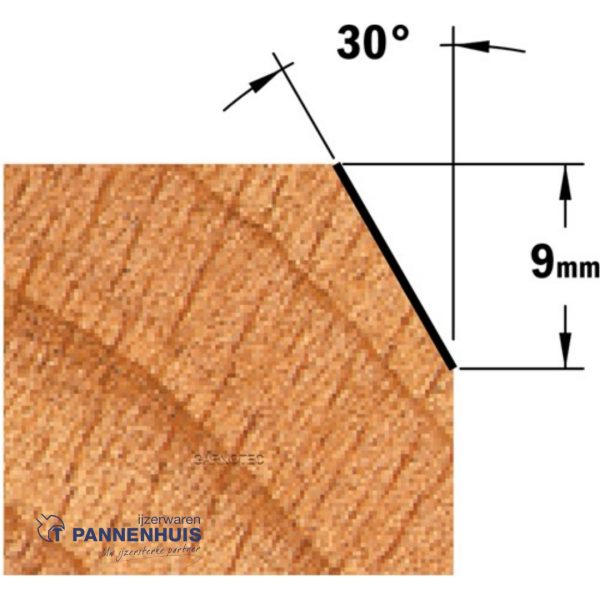 CMT Kantenfrees met kogellager, HW D=26 x 8.5mm 30° L=55 S=8 Z2 - Afbeelding 3