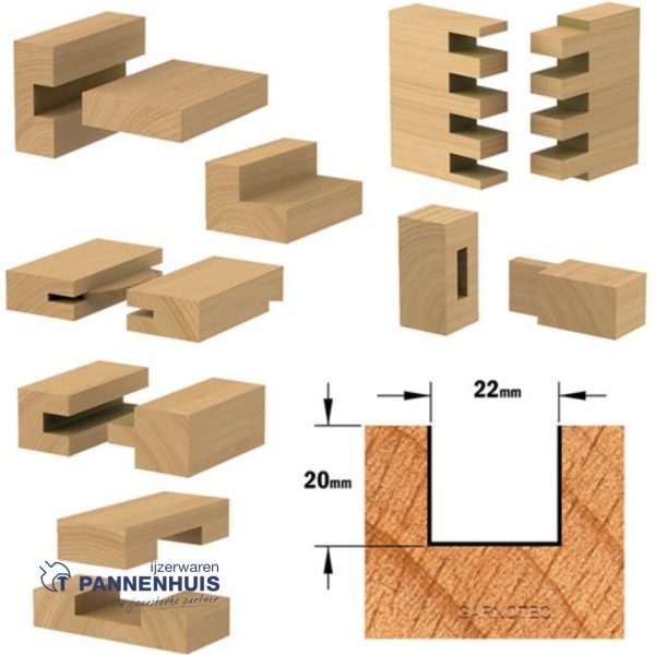 CMT Groeffrees met rechte snijkoppen, HW D=22 x 20mm L=57,2 S=8 Z2 - Afbeelding 3