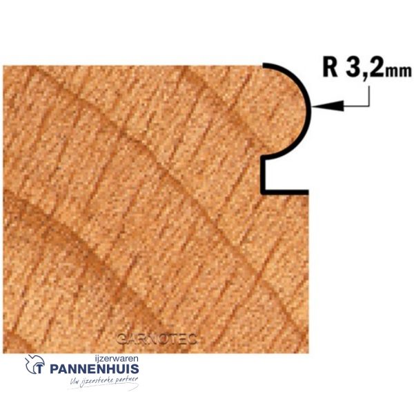 CMT Kantenfrees met kogellager, HW D=22,2 x 15mm R=3,2 L=57 S=8 Z2 - Afbeelding 3