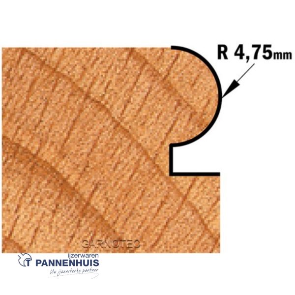 CMT Kantenfrees met kogellager, HW D=25,4 x 18,6mm R=4,75 L=61 S=8 Z2 - Afbeelding 3