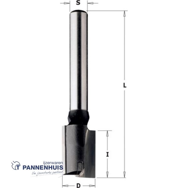 CMT Rechte groeffrees, HW D=10 x 20mm L=60 S=8 Z2+1