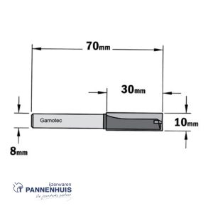 CMT Rechte groeffrees, HW D=10 x 30mm L=70 S=8 Z2+1