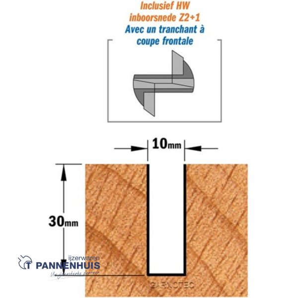 CMT Rechte groeffrees, HW D=10 x 30mm L=70 S=8 Z2+1 - Afbeelding 3