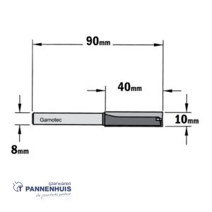 CMT Rechte groeffrees, HW D=10 x 40mm L=90 S=8 Z2+1