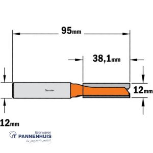 CMT Groeffrees met rechte snijkoppen, HW D=12 x 31,7mm L=95 S=12 Z2