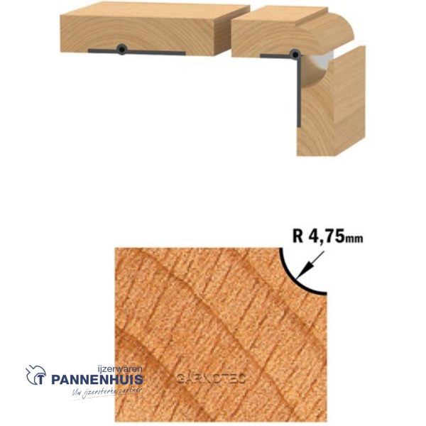 CMT Bolle radiusfrees met kogellager HW D=22,2 x 12.7mm R=4,75 L=55 S=8 Z2 - Afbeelding 3