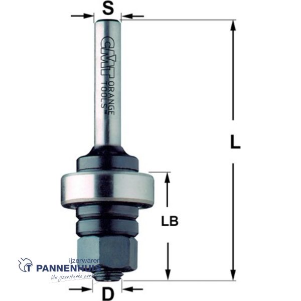 CMT Spindel met kogellager D=M8 x 26mm L=61 S=8