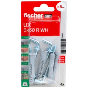 fischer Universeelplug UX  8 x 50 R WH met rand en winkelhaak (blister)