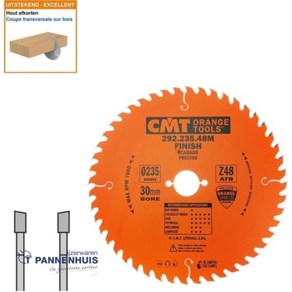 CMT Afkortcirkelzaag HW 235x30x2,8 Z48 Massieve houtsoorten