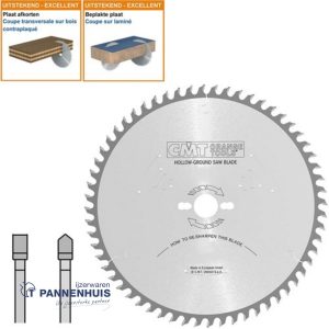 CMT Platencirkelzaag HW 250x30x3,2 Z48 Plaatmateriaal tweezijdig afgewerkt