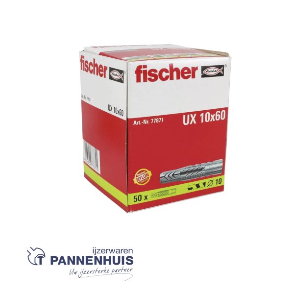 fischer Universeelplug UX 10 x 60 zonder kraag (50st) - Afbeelding 2