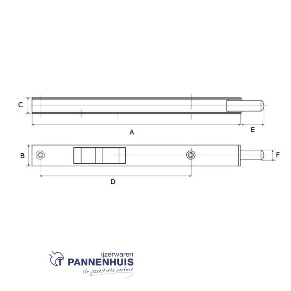 Bascule kantschuif 400x20 mm Type 816 blank verzinkt - Afbeelding 2