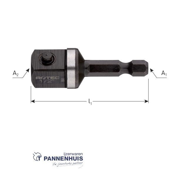 ATHLET Adapter, 1/4 E6.3 naar 1/2 4-knt met pin, L=50