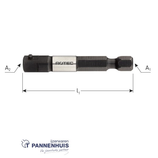 ATHLET Adapter, 1/4 E6.3 naar 1/4 4-knt met pin, L=50