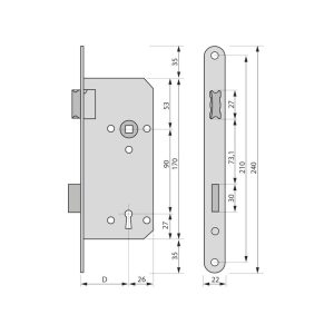 Litto binnendeurslot A139021 50 mm as 90 mm Inox look look afgerond