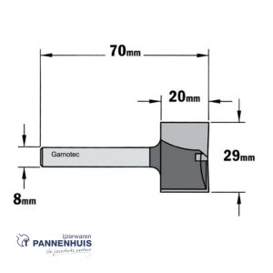 CMT Rechte groeffrees, HW D=29 x 20mm L=70 S=8 Z2+1