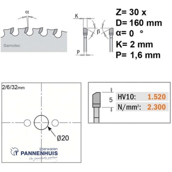 CMT Cirkelzaag HW 160x20x2 Z30 Ferro- en non-ferro metalen, sandwich panelen - Afbeelding 2