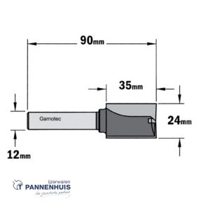 CMT Rechte groeffrees, HW D=24 x 35mm L=90 S=12 Z2+1