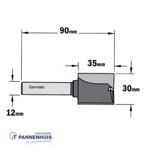 CMT Rechte groeffrees, HW D=30 x 35mm L=90 S=12 Z2+1