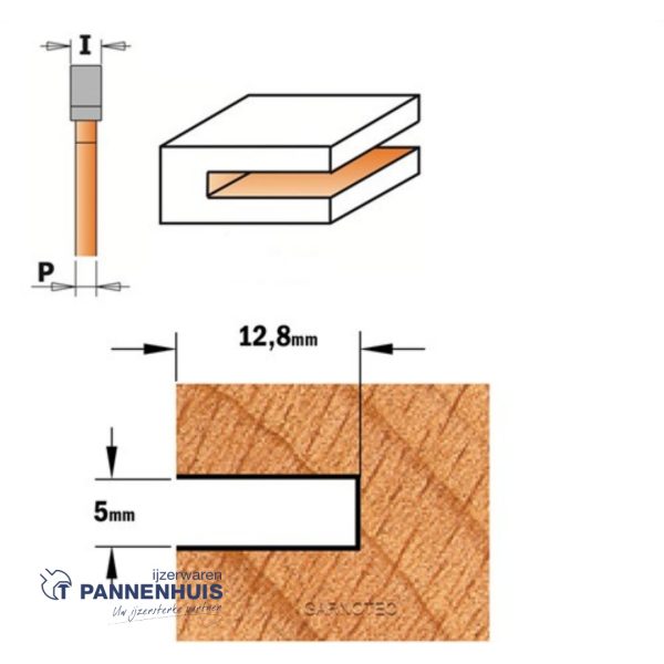 CMT Schijffrees met freesdrager + kogellager zonder sluitmoer, HW D=47,6 x 5mm L=59 S=8 Z3 - Afbeelding 3