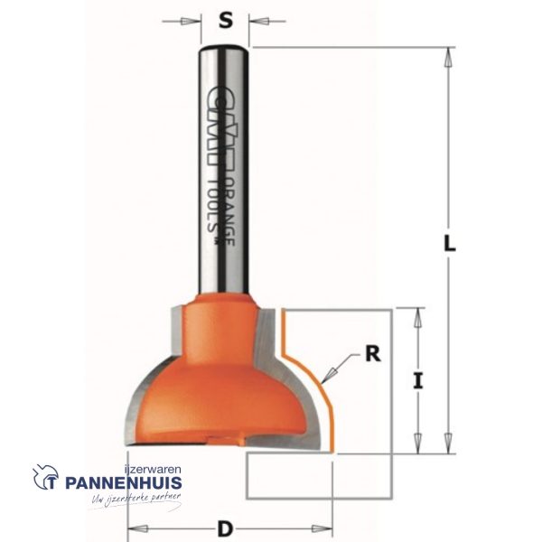 CMT Kruishoutverbindingsfrees prof. A, HW D=25 x 19mm R=10 L=51 S=8 Z2