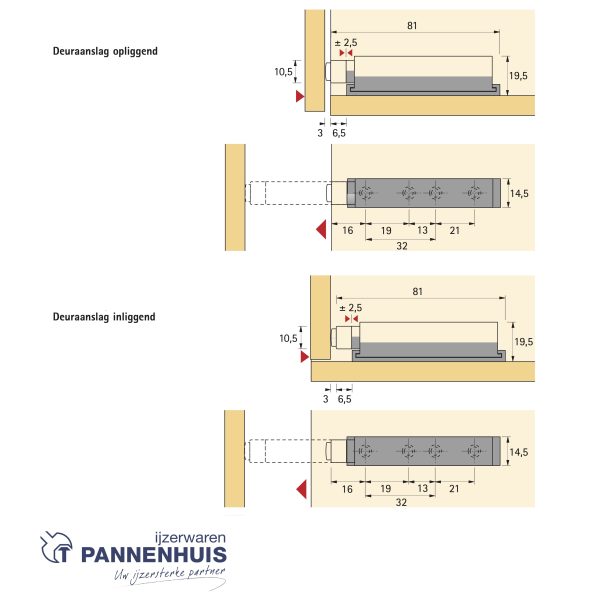 Hettich Push to open Universal maxi opschroefmontage - Afbeelding 3