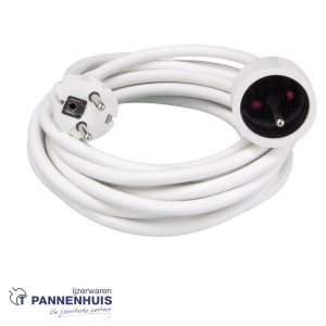 Perel Verlengkabel, H05VV-F 3G1.5, 5 m, 16 A/230 V, 3500 W, type E/F, voor binnen, pvc, wit