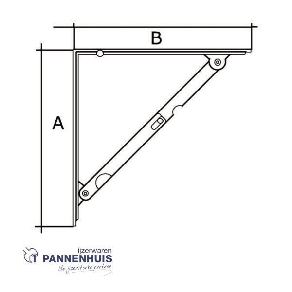 Plankdrager opvouwbaar 200x200 mm wit - Afbeelding 2