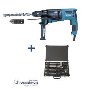 Makita HR2631FT12 SDS klop-beitelboormachine + 2 de boorkop + boor en beitelset