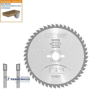 CMT Afkortcirkelzaag HW 254x30x2,4 Z48 Massieve houtsoorten