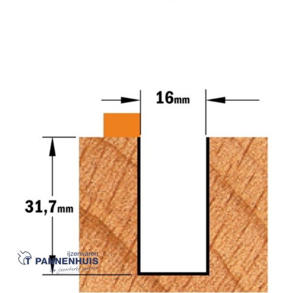 CMT Groeffrees met kogellager HW D=16 x 31.7 L=66 S=8 Z2 - Afbeelding 3