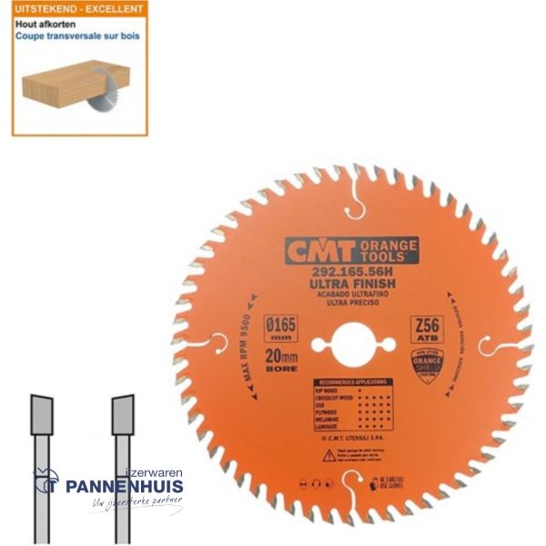 CMT Afkortcirkelzaag HW 165x20x2,2 Z56 Massieve houtsoorten