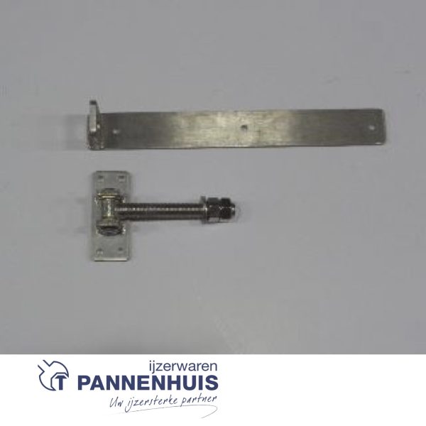 Verstelbaar poortbeslag - heng: 400x50x8mm - plaat: 120x50x8mm RVS