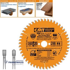 CMT Cirkelzaag HW 160×20(+16)x1,8 Z48 Aluminium, Composiet