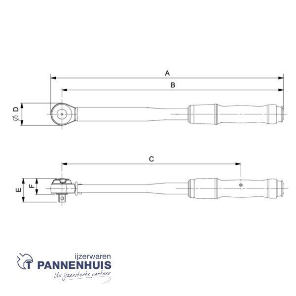 Bahco Momentsleutel 1/2" dubbelschaal vaste kop 20-100 Nm - Afbeelding 4