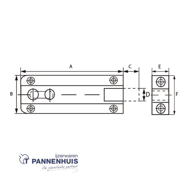 Profielschuif vlak 25x50 messing gepolijst PS 651B - Afbeelding 2