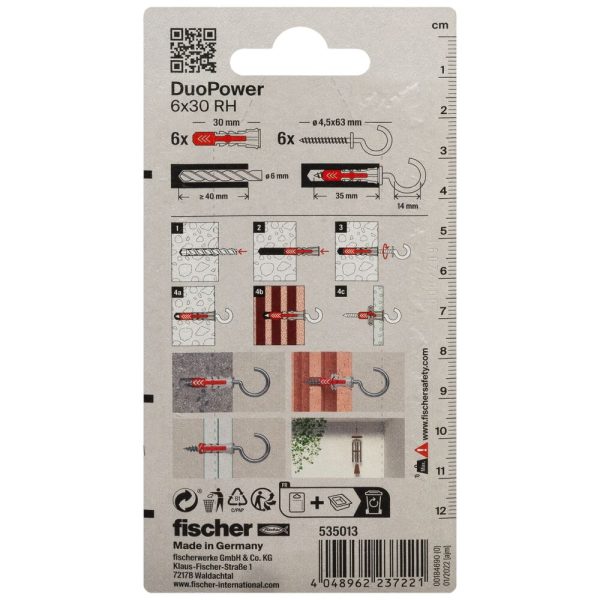 fischer DuoPower  6x30 met ronde haak (blister) - Afbeelding 3