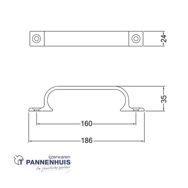 Greep 160 mm opschroevend mat zwart - Afbeelding 2