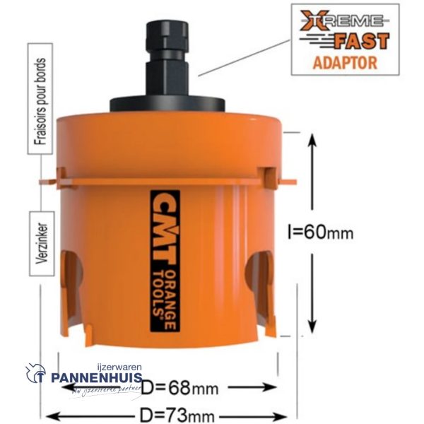 CMT Gatzaag multi-construct D= 68mm met verzinker - Afbeelding 3