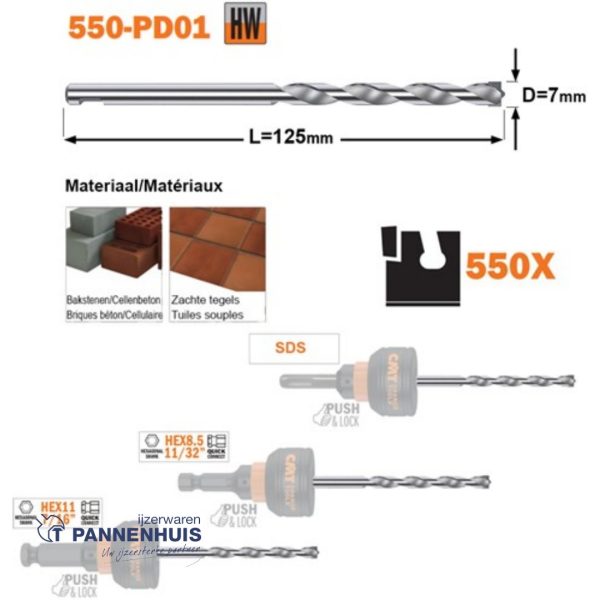 CMT HW boor (Gasbeton, Gipsplaat, Zachte steen)