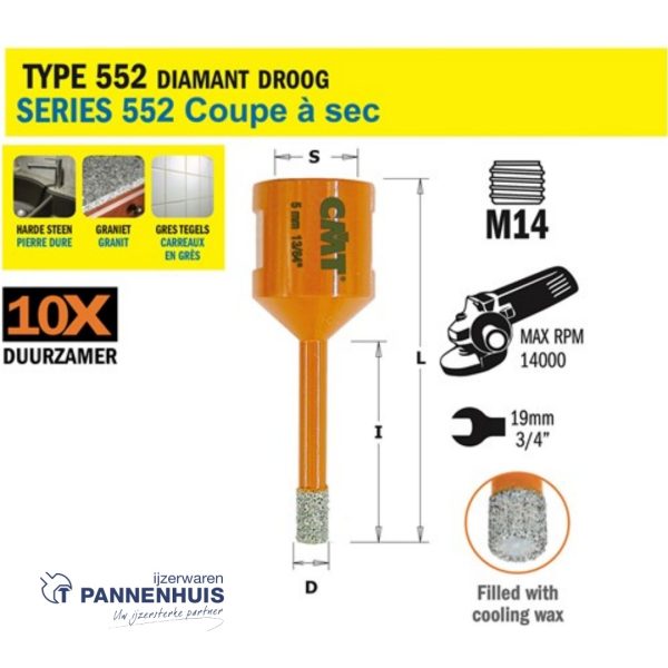 CMT Gatzaag voor extreem harde materialen D= 8mm M14