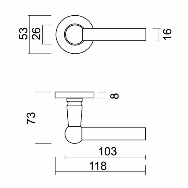 Deurkruk Pro RAILY L+L Zwart Structuur R+NO KEY - Afbeelding 2