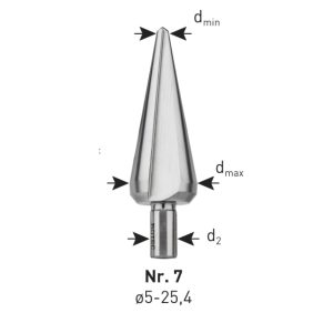 HSS Konische Plaatboren ø 5 tot 25,4 mm Nr 7