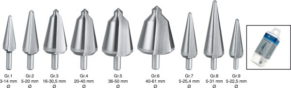 HSS Konische Plaatboren ø 5,0 tot 31,0 mm Nr 8