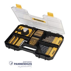 Dewalt 100-delige schroef- boren- en gatenzagenset in koffer, compatible met TSTAK-lade