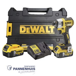 Dewalt DCF887P2 18V XR Brushless Slagschroevendraaier met 2x 5,0Ah accu’s in TSTAK