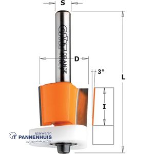 CMT Kantenfrees 3° met Delrin lager, HW D=12,7 x 12.7mm L=54,2 S=8 Z2
