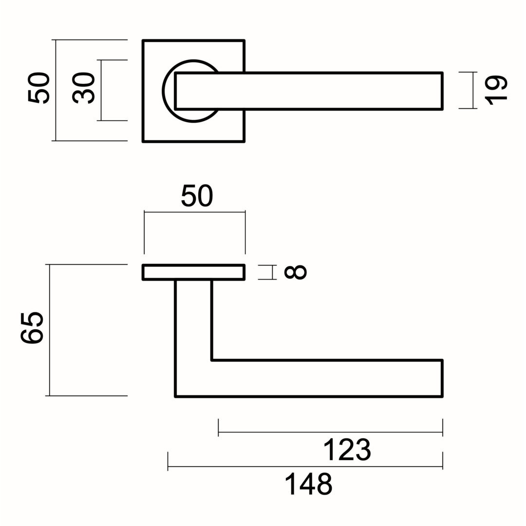 Deurkruk Pro KUBIC SHAPE 19mm Inox Plus R+NO KEY - Afbeelding 2